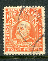 New Zealand 1909-16 King Edward VII - P.14 - 4d Orange Used (SG 396) - Usati