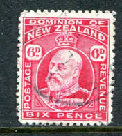 New Zealand 1909-16 King Edward VII - P.14 - 6d Carmine Used (SG 398) - Usados