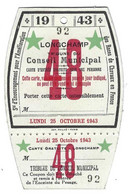 LONGCHAMP Rare Carte D'accès Au Champ De Courses 25 Octobre 1943 - Membership Cards