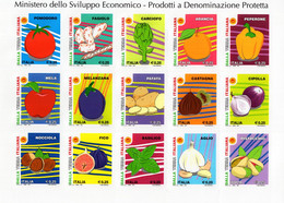 Italy - 2021 - Fruits And Vegetables - Italian Agricultural Products Of Protected Origin - Mint Self-adhesive Sheet - 2021-...: Nieuw/plakker