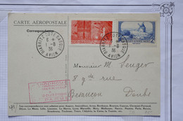 AX9 FRANCE BELLE CARTE  1936 BIARRITZ  A BESANCON +VIGNETTE +AEROPHILATELIE+++AFFRANCH. INTERESSANT - 1960-.... Cartas & Documentos
