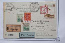 AX9 FRANCE BELLE CARTE RECOM.  1931  EXPO LYON  +CACHETS ROUGES +VIGNETTE +AEROPHILATELIE+++AFFRANCH. INTERESSANT - 1960-.... Storia Postale