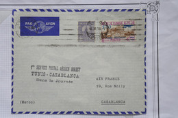 AX9 TUNISIE  BELLE LETTRE 1939 1ER VOL TUNIS A CASABLANCA  +AEROPHILATELIE+++AFFRANCH. INTERESSANT - Aéreo