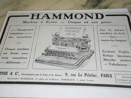 ANCIENNE PUBLICITE MACHINE A ECRIRE HAMMOND 1911 - Autres