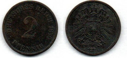 Allemagne - Deutschland - Germany  2 Pfennig 1876 C TB+ - 2 Pfennig
