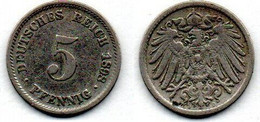 Allemagne - Deutschland - Germany 5 Pfennig  1898 D TB - 5 Pfennig