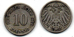 Allemagne - Deutschland - Germany 10 Pfennig 1890 J TB+ - 10 Pfennig