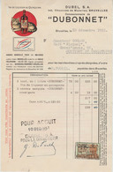 Facture / Document -  Dubel S.A.  / Vin De Liqueur Au Quiquina " Dubonnet " - Bruxelles -1951 - 1950 - ...