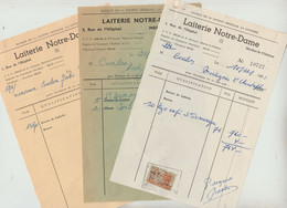 Facture / Document -  Laiterie Notre -Dame  / 3 Documents De Couleurs Différentes - Merbes-le-Château -1951 - 1950 - ...