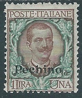 1917-18 CINA PECHINO FLOREALE 1 LIRA MH * - RF38 - Pechino