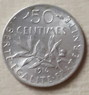 (Monnaies). France. 50 C 1916. Semeuse. Argent. - G. 50 Centimes