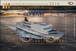 2014 Faroe Islands Norden Joint Issue Life On Sea III  Ships Ferry Norroena MS MNH** Mi Block 34 - Faroe Islands