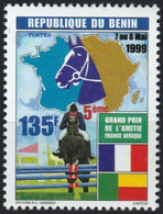 BENIN 1999 MICHEL 1223 135F - HIPPISME HIPPISM HORSE HORSES CHEVAL CHEVAUX GRAND PRIX AMITIE FRANCE AFRIQUE - MNH - Bénin – Dahomey (1960-...)