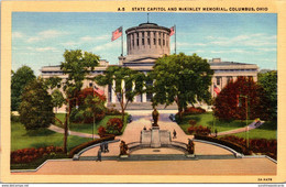 Ohio Columbus State Capitol And McKinley Memorial Curteich - Columbus
