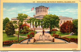 Ohio Columbus State Capitol And McKinley Memorial 1941 Curteich - Columbus