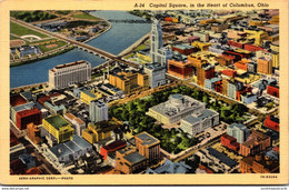 Ohio Columbus Capitol Square Aerial View Curteich - Columbus