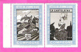 Fêtes De Jeanne D'Arc 1930 à Compiègne 2 Vignettes Postales Se Tenant - Bmoques & Cuadernillos