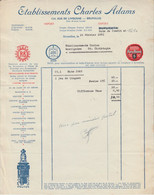 Facture / Document - Etablissements Charles Adams / Bougies Eyquem-Magnetos R.B. - Bruxelles - 1951 - 1950 - ...