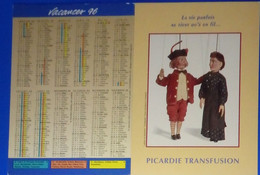 Petit Calendrier Poche 1996 Transfusion Sanguine Don Sang Picardie Amiens Abbeville Beauvais - Small : 1991-00