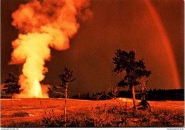 Yellowstone National Park Old Faithful GeyserStorm And Sun - USA National Parks