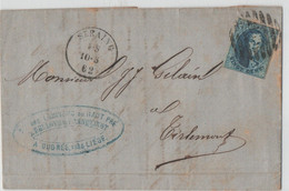 Belgium 1862 Letter With 20 C  Stamp, SERAING To TIRLEMONT - Sin Clasificación