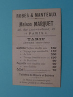 PARIS La Bourse ( Robes & Manteaux > Maison MARQUET Tarif Années 1899-1900 ( Voir / Zie Scans Pour Détail ) Format CDV ! - Geographie