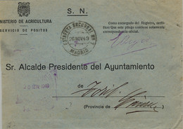 1949 , MADRID , MINISTERIO DE AGRICULTURA , SERVICIO DE PÓSITOS , MAT. ESTAFETA SUCURSAL Nº 7 , FRANQUICIA , SOBRE CIRC. - Storia Postale