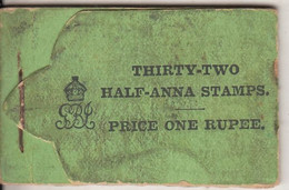 India George Fifth Stamp Booklet 24 Stamps 8 Stamps Missing 24 Half Anna Stamps Three Fold- British (**) Inde Indien MNH - Autres & Non Classés