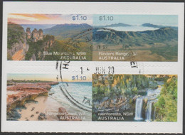 AUSTRALIA - DIE-CUT- USED 2022 $4.40 Our Beautiful Continent - Four From Booklet-Backing Still Attached - Gebraucht