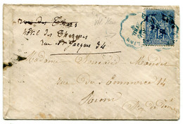 Convoyeur Bleu LYON A MOULINS Sur Env.   De 1881  Pothion N°2666 - Correo Ferroviario