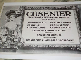 ANCIENNE PUBLICITE COGNAC CUSENIER  1913 - Alcools