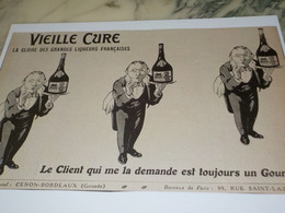 ANCIENNE PUBLICITE LIQUEUR VIELLE CURE 1920 - Alcools