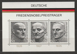 Deutschland 1975 Friedensnobelpreisträger Mi 871 - 873 Block 11 ** Postfrisch - 1959-1980