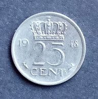 Pays-Bas - Pièce De 25 Cent 1948 (Wilhelmina) - 25 Centavos