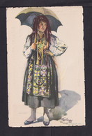50 Auf 25 C. Überdruck-Bild-Ganzsache "Frau Mit Offenem Schirm" - Ungebraucht - Textiel