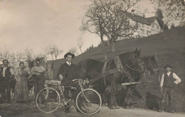 Cachet Rehetobel / Heiden Carte-Photo Zwei-Pferde-Gespann Fahrrad Animée 1912 - Heiden