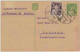 Ganzsache Vrútky 1922 Zufrankierung > Österreich - Briefe U. Dokumente