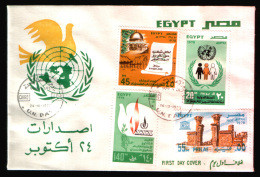 EGYPT / 1978 / UN / UN'S DAY / HUMAN RIGHTS / PALESTINE / REFUGEES / UNESCO / PHILAE TEMPLES / FDC - Lettres & Documents