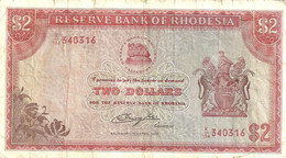 RHODESIA $2 RED EMBLEM FRONT WATERFALL BACK DATED 15-04-1977 P.31b VF READ DESCRIPTION!! - Rhodesia