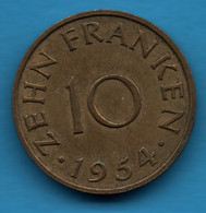 SAARLAND SARRE 10 FRANKEN 1954 KM# 1 - Saar