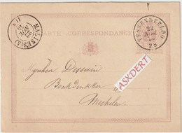 CP  5 Ctm. Afst. Dc. Tessenderloo 1875 Naar Mechelen - Postkaarten [1871-09]