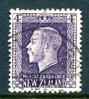New Zealand 1915-30 KGV - Recess - P.14 X 14½ - 4d Deep Purple Used (SG 422h) - Used Stamps
