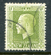 New Zealand 1915-30 KGV - Recess - P.14 X 14½ - 9d Sage-green Used (SG 429e) - Usados