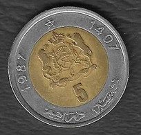 Marocco - Moneta Circolata Da 5 Dirhams Y82 - 1987 - Morocco