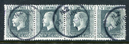 New Zealand 1915-30 KGV - Recess - P.14 X 14½ - Wide Wmk. - 1½d Grey-slate Strip Used (SG 431b) - Used Stamps