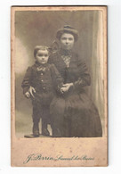 Photo Sur Carton 117*65mm Femme + Enfant, Jules (Irénée Eloi) PERRIN 1856-1923 Luxeuil-Les-bains - Non Classés