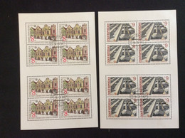 1994 2 Petites Feuilles De 8 Timbres Oblitéré UNESCO Architecture Maison Baroque De Telc Et Relief De Chochol YT 38 39 - Hojas Bloque