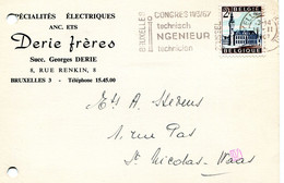 1967 Kaart DERIE FRERES Succ George DERIE Bruxelles 3 Naar St Nicolas - Ref 127 - Cartas