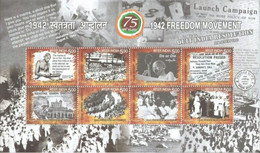 India 2017 Souvenir Sheet Block 75 Years Of The Freedom Movement Mahatma Gandhi Newspaper Mint - Blokken & Velletjes