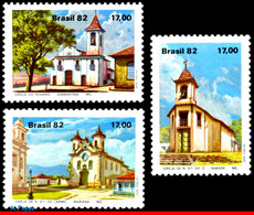 Ref. BR-1806-08 BRAZIL 1982 CHURCHES, BAROQUE ARCHITECTURE,, TOURISM, MI# 1906-08, MNH 3V Sc# 1806-1808 - Churches & Cathedrals
